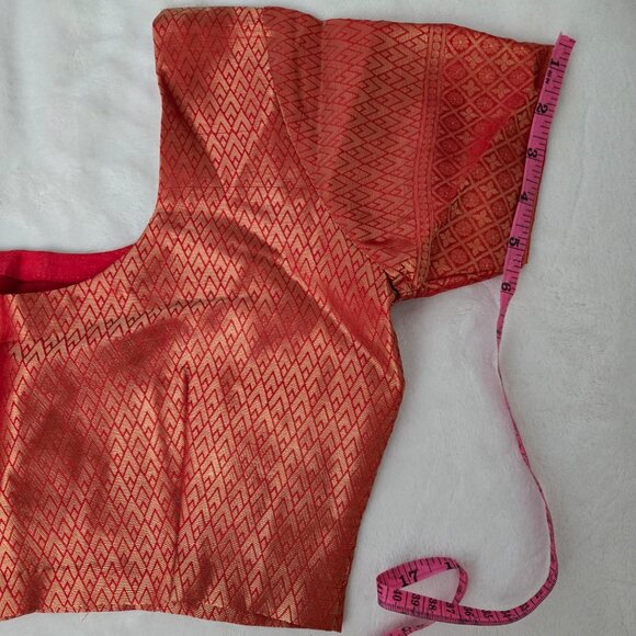 Red orange banarsi silk saree NEGOTIABLE - Picture 9 of 10